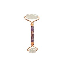 Lammaste Facial Roller | White Quartz | Amethyst Fixed Size Lammaste Facial Roller | White Quartz | Amethyst Fixed Size