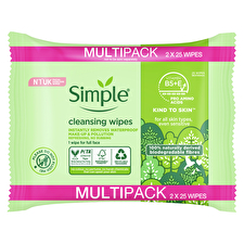 Simple Biodegradable Cleansing Wipes 2x 25 Pack Simple Biodegradable Cleansing Wipes 2x 25 Pack