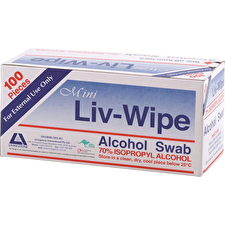 Liv-wipe Alcohol Wipes Mini Alcohol Swabs (30 X 30mm) X 100 Sheets Box Liv-wipe Alcohol Wipes Mini Alcohol Swabs (30 X 30mm) X 100 Sheets Box