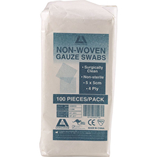 Gauze Swabs Non-woven Non Sterile (5 X 5cm) 4ply X 100 Pack Gauze Swabs Non-woven Non Sterile (5 X 5cm) 4ply X 100 Pack