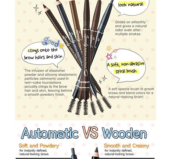 peripera Speedy Eyebrow Auto Pencil - 3 Colors - #01 Black Brown