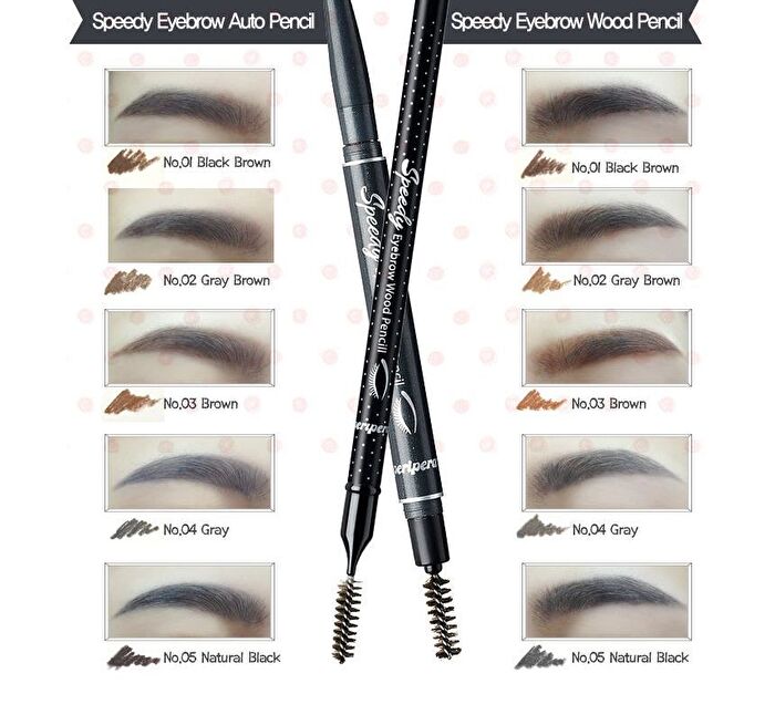 peripera Speedy Eyebrow Auto Pencil - 3 Colors - #01 Black Brown