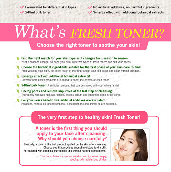 Fresh Nature Toner 248ml - 2015 Version - Aloe Soothing Moist