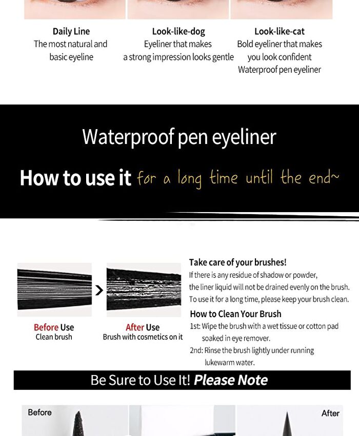 Waterproof Pen Eyeliner - 3 Colors - Deep Black