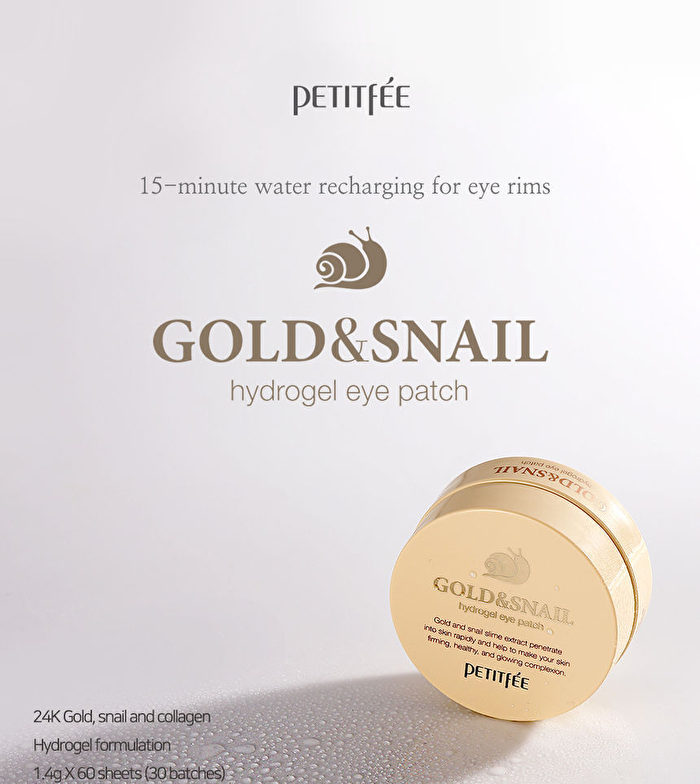 Petitfee Gold & Snail Hydrogel Eye Patch 60pcs - 60pcs (30pairs)