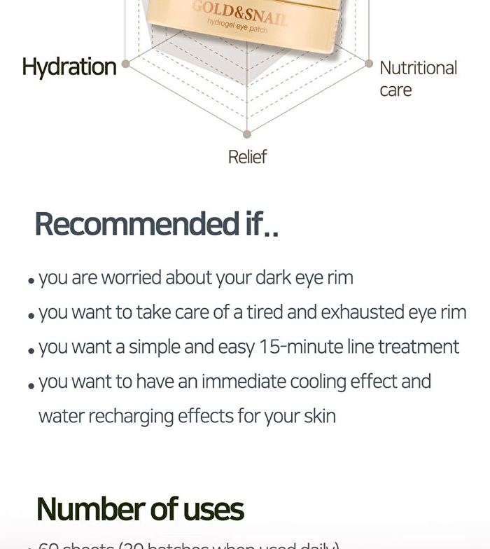 Petitfee Gold & Snail Hydrogel Eye Patch 60pcs - 60pcs (30pairs)