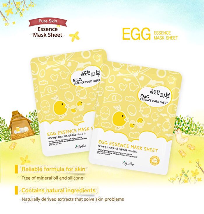 esfolio Pure Skin Egg Essence Mask Sheet Set 10pcs - 25ml x 10pcs