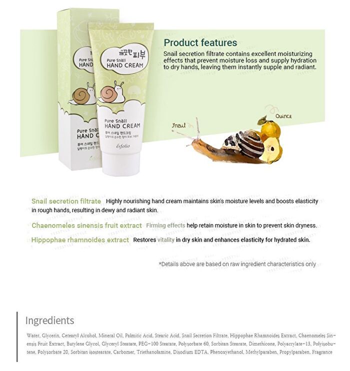 esfolio Pure Skin Pure Snail Hand Cream - 100ml