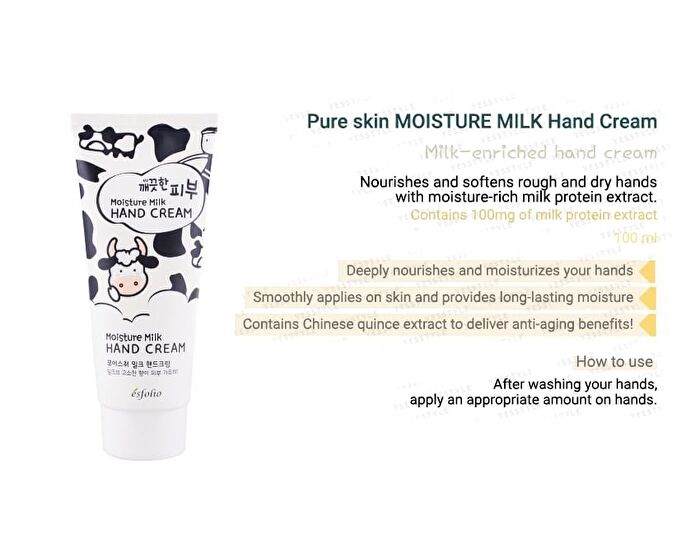 esfolio Pure Skin Moisture Milk Hand Cream - 100ml