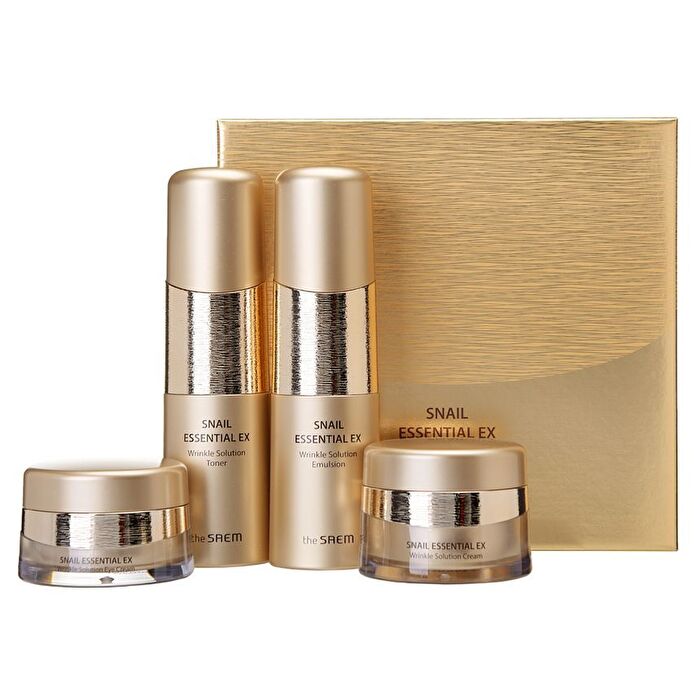 Snail Essential EX Wrinkle Solution Skin Care Set: Toner 150ml + Emulsion 150ml + Cream 50ml + Eye Cream 31ml - 4 pcs