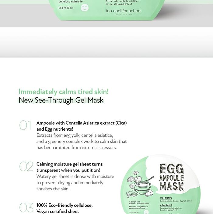 too cool for school Egg Cream Mask - 5 Types - #01 Hydration