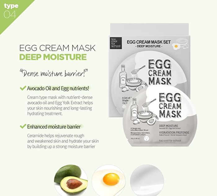 too cool for school Egg Cream Mask - 5 Types - #01 Hydration