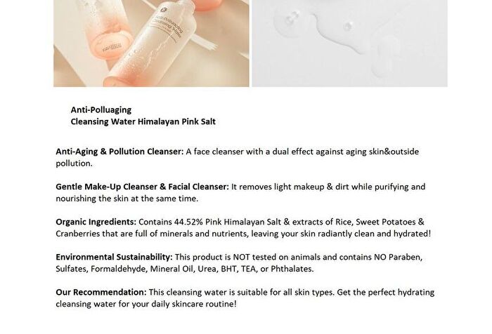 Anti-Polluaging Cleansing Water #Himalayan Pink Salt - 250ml