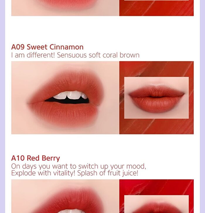 Black Rouge Air Fit Velvet Tint SEASON 2 - 5 Colors - #A09 Sweet Cinnamon