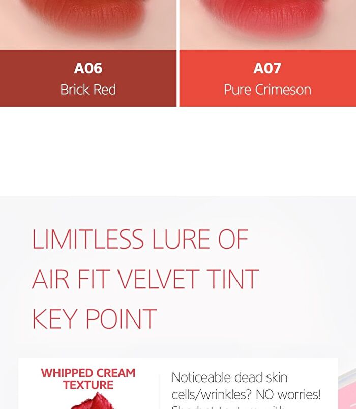 Air Fit Velvet Tint SEASON 1 - 7 Colors - #A03 Soft Red