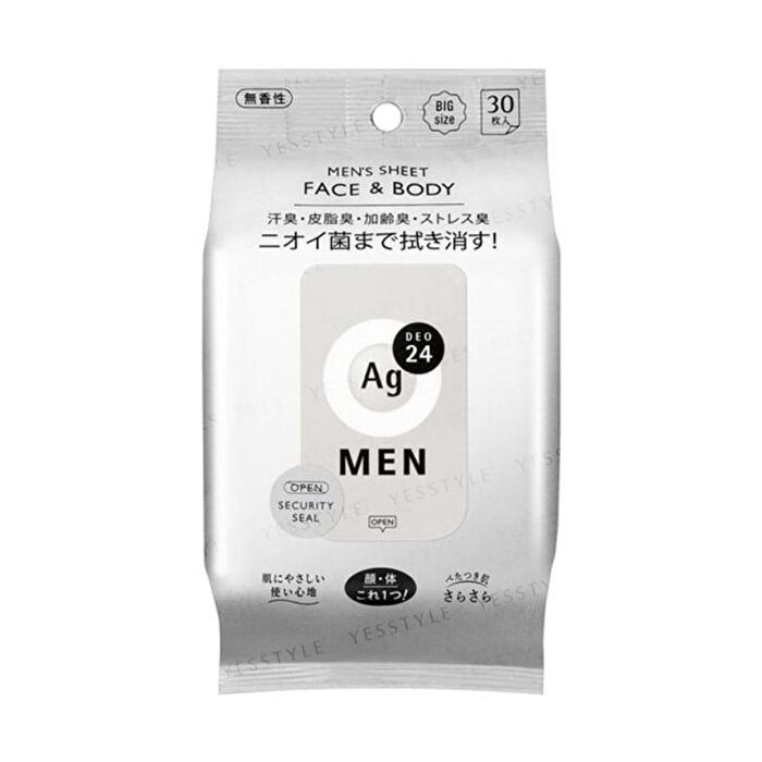 Ag Deo 24 Men Face & Body Sheet - No Fragrance - 30 pcs