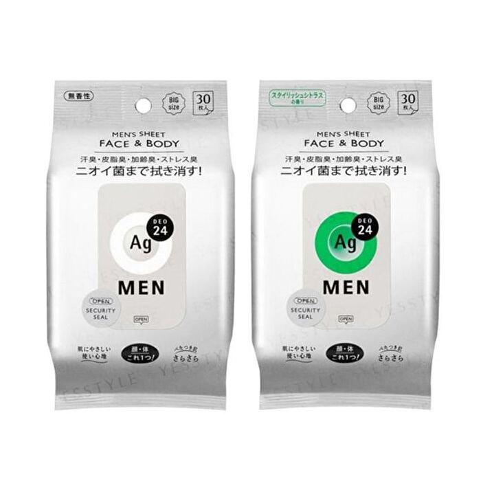 Ag Deo 24 Men Face & Body Sheet - No Fragrance - 30 pcs