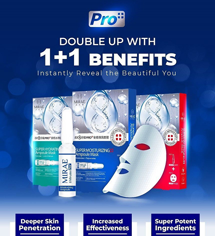 EX 8 Minutes Pro+ Super Ampoule Mask - Moisturizing - 3 pcs