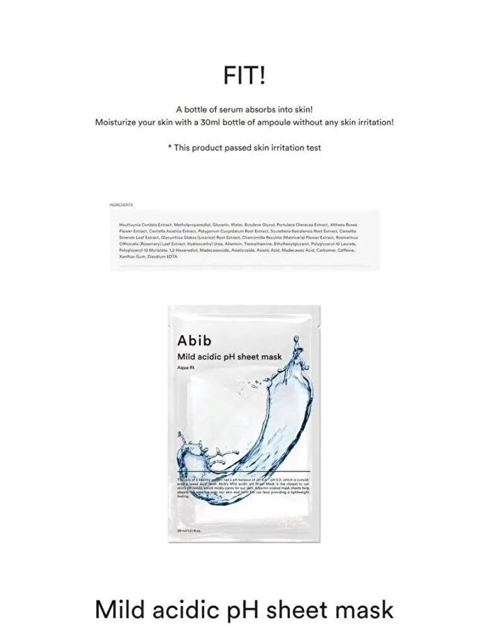 Mild Acidic pH Sheet Mask - 6 Types - Heartleaf Fit