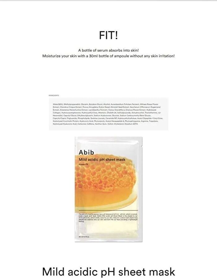 Mild Acidic pH Sheet Mask - 6 Types - Heartleaf Fit
