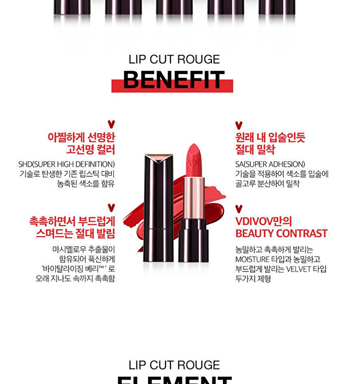 Vdivov Lip Cut Rouge - 19 Colors - RD306 Classy Red