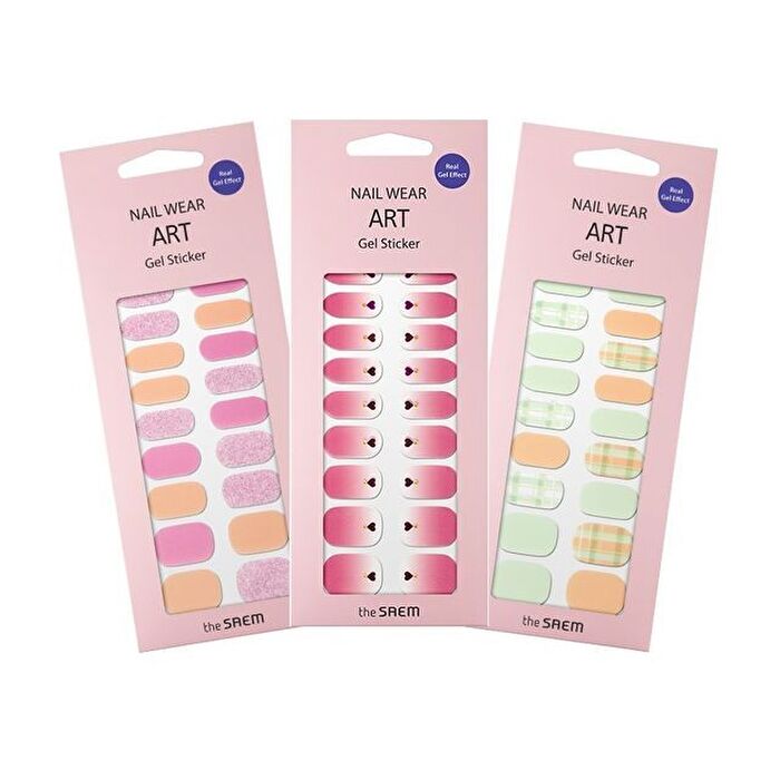 Nail Wear Art Gel Sticker - 11 Types - #09 Nude Mint Check