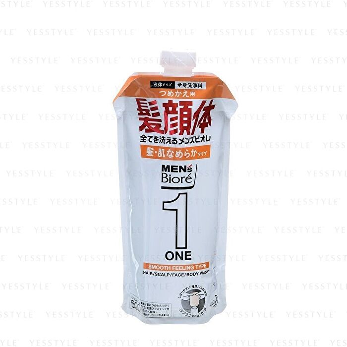 Men\'s Biore One Hair / Scalp / Face / Body Wash - Smooth Floral Savon - 340ml Refill