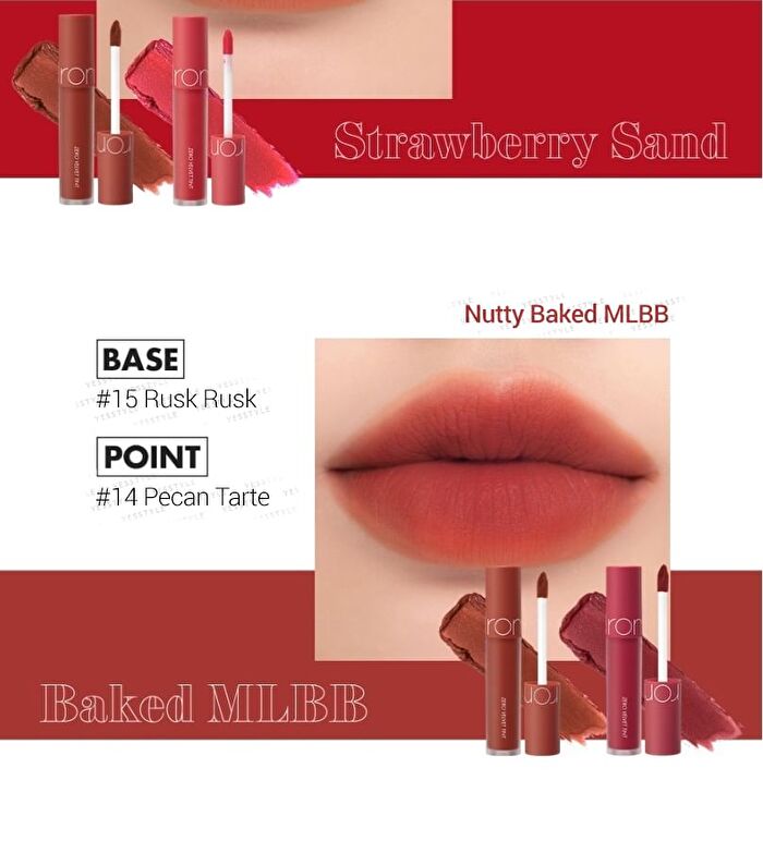 romand Zero Velvet Tint Baked Velvet Series - 4 Colors - #15 Rusk Rusk