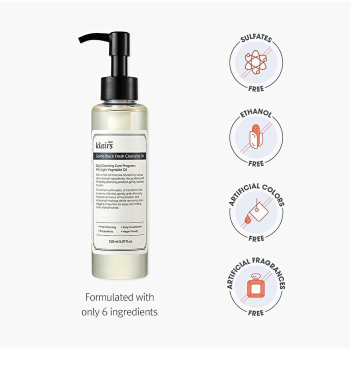 Dear, Klairs Gentle Black Fresh Cleansing Oil - 150ml
