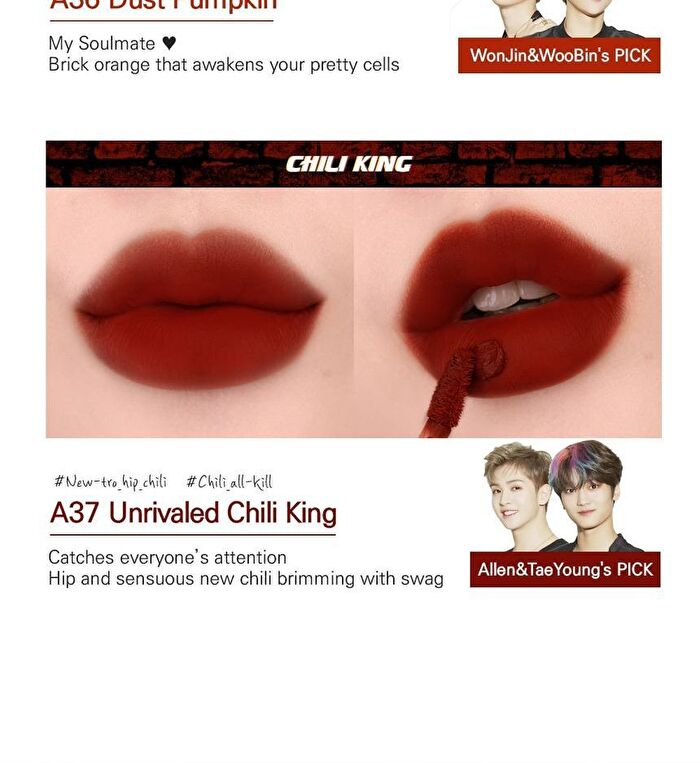 Black Rouge Air Fit Velvet Tint SEASON 7 Velvet Crown Edition - 5 Colors - A37 Unrivaled Chilli King