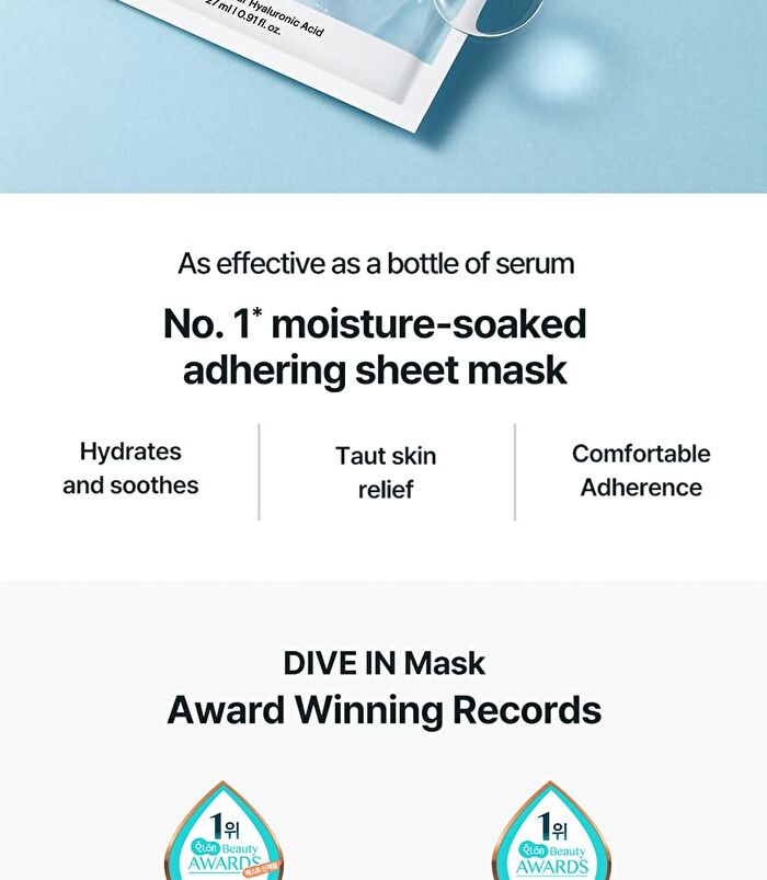 DIVE-IN Low Molecule Hyaluronic Acid Mask Set - 27ml x 10 pcs