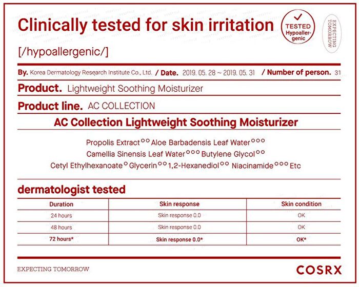 Cosrx AC Collection Lightweight Soothing Moisturizer - New Version: 80ml