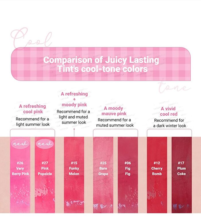 romand Juicy Lasting Tint Summer Light Series - 2 Colors - #27 Pink Popsicle