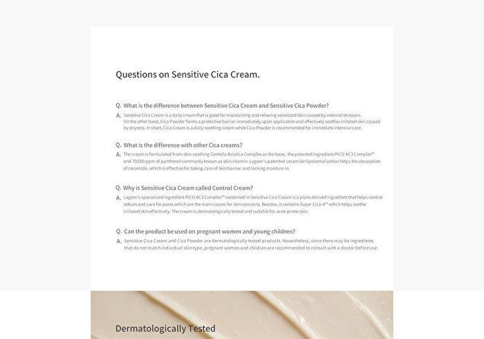 Lagom Cellus Sensitive Cica Cream - 60ml