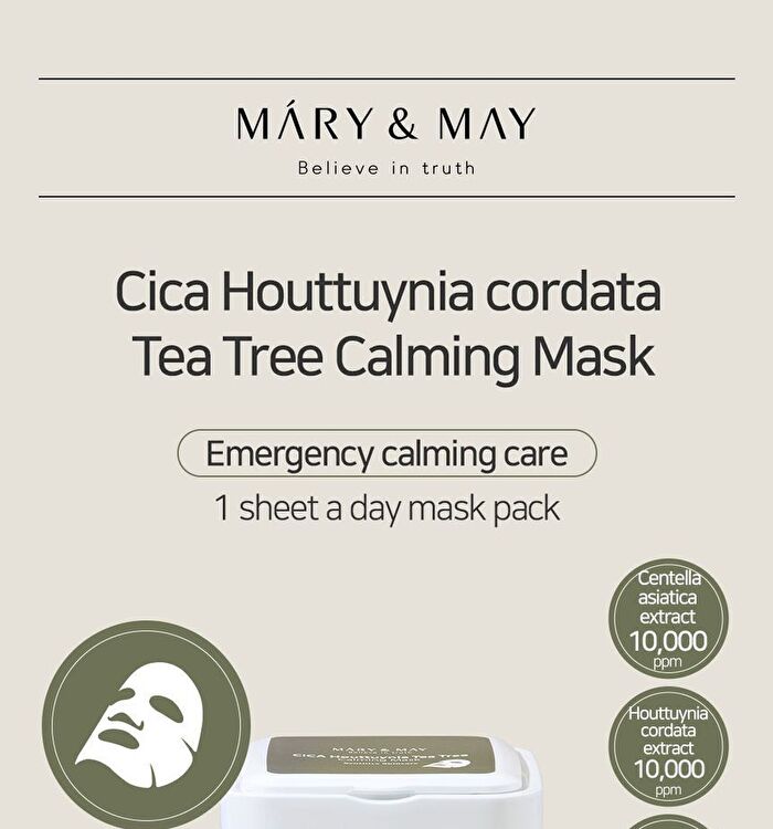Mary&May Cica Houttuynia Tea Tree Calming Mask - 30 sheets