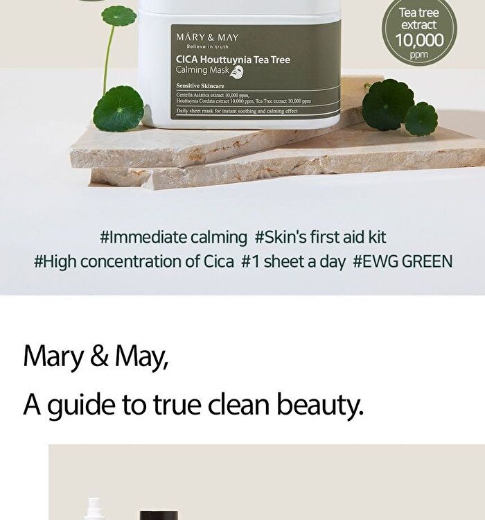 Mary&May Cica Houttuynia Tea Tree Calming Mask - 30 sheets