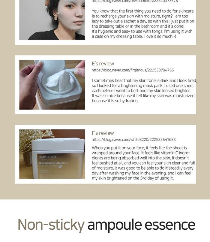 Mary&May Niacinamide Vitamin C Brightening Mask - 30 sheets
