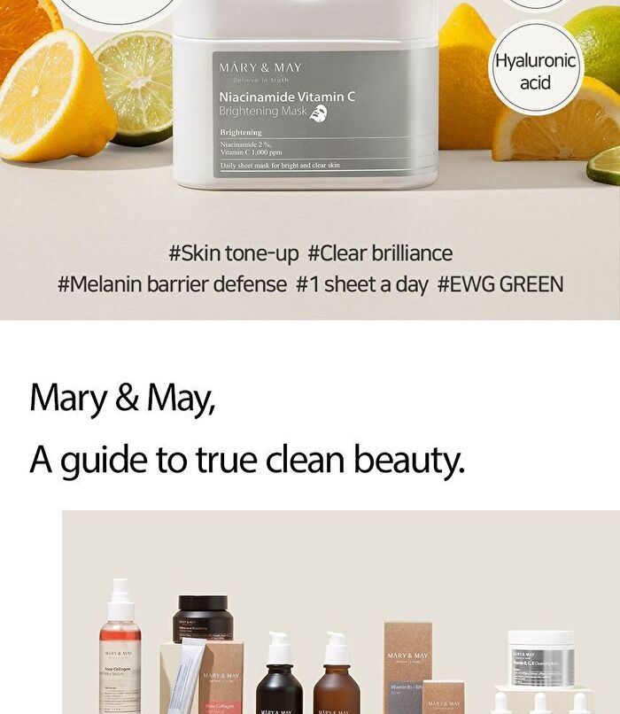 Mary&May Niacinamide Vitamin C Brightening Mask - 30 sheets