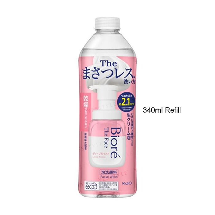 Biore The Face Foam Facial Cleanser Deep Moist - 340ml Refill