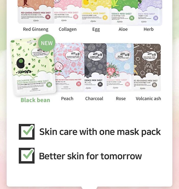 esfolio Niacinamide With Black Bean Essence Mask Sheet Set - 10 sheets