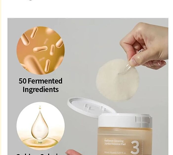 numbuzin No.3 Radiance Glowing Jumbo Essence Pad - 70 sheets