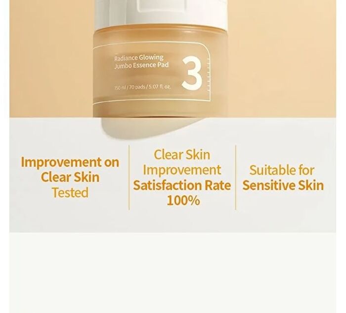 numbuzin No.3 Radiance Glowing Jumbo Essence Pad - 70 sheets
