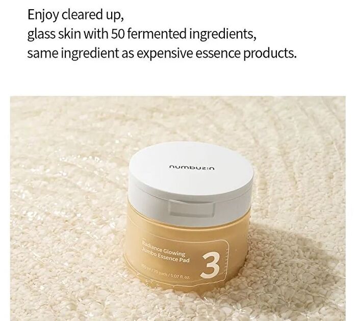 numbuzin No.3 Radiance Glowing Jumbo Essence Pad - 70 sheets