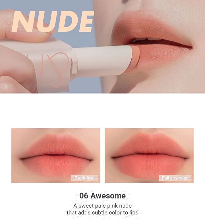 romand Zero Matte Lipstick Muteral Nude Collection - 3 Colors - #22 Mauve Beans