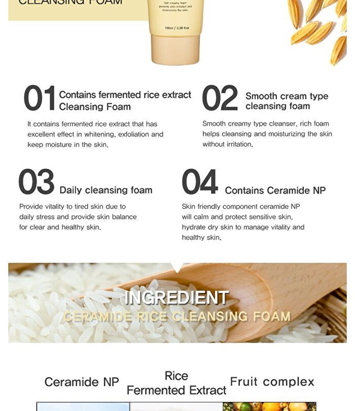 Ceramide Cleansing Foam - 5 Types - Rice