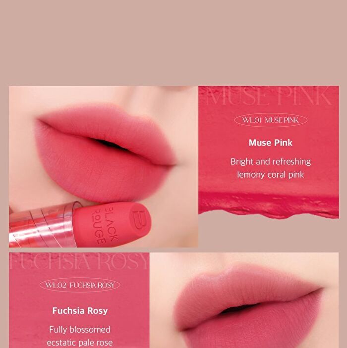 Black Rouge Wearable Velvet Lipstick - 5 Colors - #WL01 Muse Pink