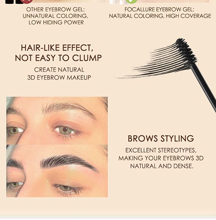 Focallure FLUFFMAX Brow Mascara/Brow Gel - 4 Colors - #3 DEEP BROWN