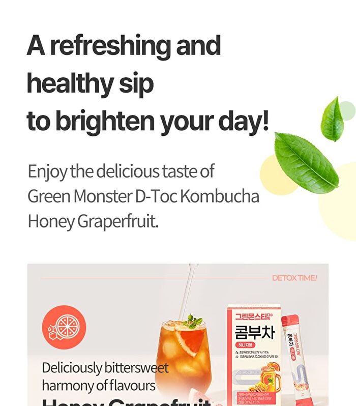 Green Monster D-Toc Kombucha - 6 Types - Honey Grapefruit