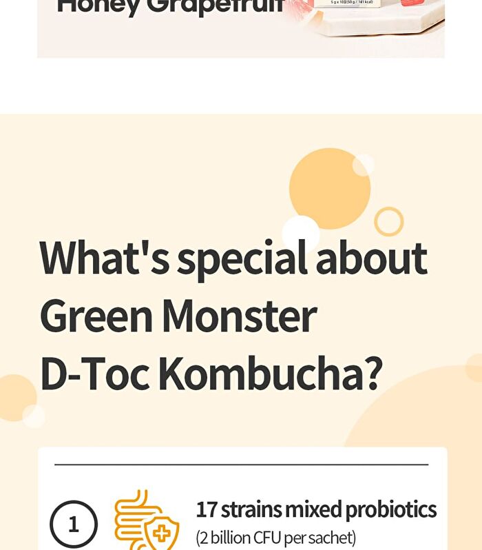 Green Monster D-Toc Kombucha - 6 Types - Honey Grapefruit