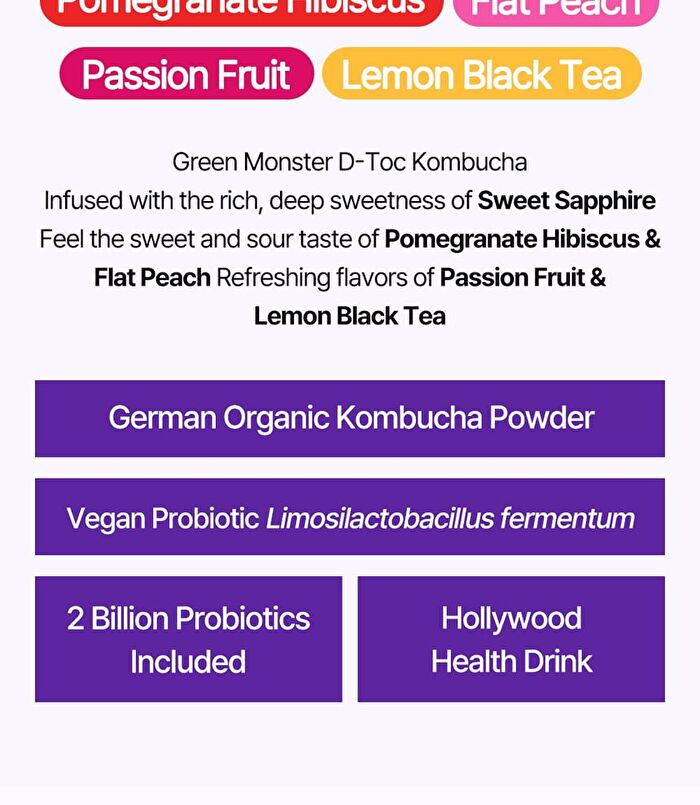 Green Monster D-Toc Kombucha - 6 Types - Lemon Black Tea